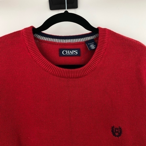 CHAPS Mens NWOT Red Cotton Classic Crewneck Sweater Size XL - Picture 3 of 13